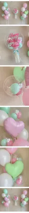 氣球外送：覓水粉綠生日球束組[DB0159]