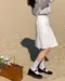 LINENNE－clean cotton skirt (white)：針褶設計膝上裙