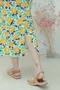彩色花朵塗鴉 氣球袖棉質洋裝＿附腰帶（2色：黃）