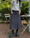 LINENNE品牌自訂款－cargo pin tuck low skirt (charcoal)：SML