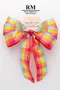 彩虹格子蝴蝶結(PF64-2/Rainbow Plaid Butterfly Bow) ｜手作｜布置｜黃色｜緞帶用途