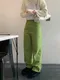 SALE/LINENNE品牌自訂款－ordinary cotton pants (green tea)草綠色直筒長褲
