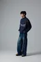 NIHOW made｜草寫LOGO半拉鍊大學TEE(藍)