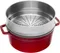 Staub 圓形鑄鐵鍋含蒸籠 26cm 5.0L 櫻桃紅／石墨灰