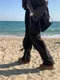 LINENNE－nylon ribbon pants (2color)：綁帶設計尼龍長褲