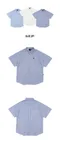 【23SS】 Romantic Crown 經典LOGO剪裁短袖襯衫 (深藍條紋)