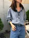 LINENNE品牌自訂款－dreamy check over shirt (blue)：藍色小格紋寬鬆襯衫