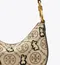 TORY BURCH MINI T MONOGRAM EMBROIDERED RABBIT CRESCENT BAG