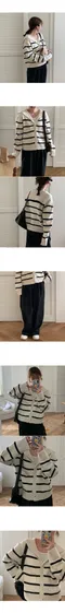 어리틀빗A little b－sailor stripe cardigan (4colors)：水手領條紋針織外套