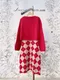 弧型短版針織衫＋英倫格紋吊帶裙_(多色:綠/紅)