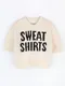 LINENNE－sweet crop half knit (3color)：撞色文字短袖針織上衣
