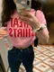 LINENNE－sweet crop half knit (3color)：撞色文字短袖針織上衣