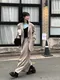 LINENNE－village maxi slit skirt (2color)：後鬆緊開衩西裝裙