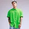 預購-oversize設計款雙層造型短袖襯衫-綠色