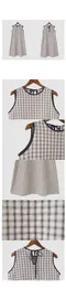 A little b －viki check sleeveless ops (1color)：皺皺棉格紋背心洋裝