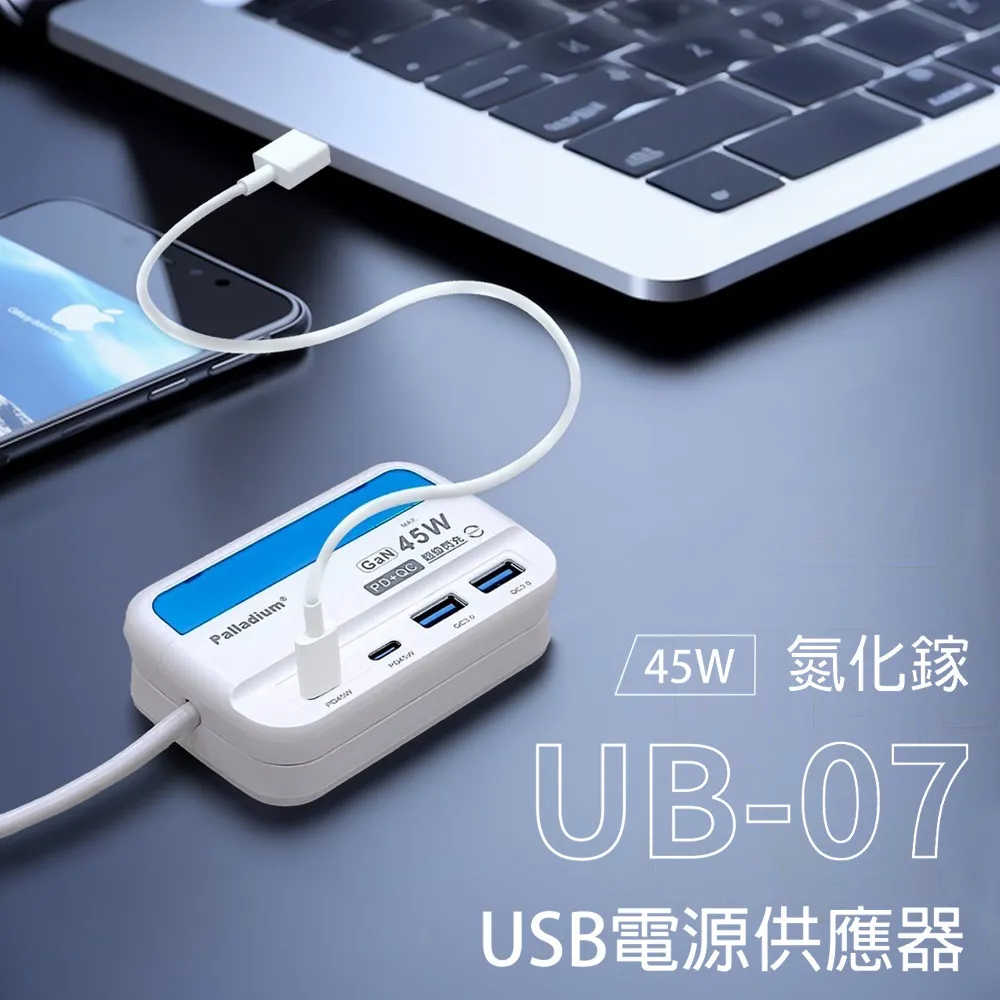 PalladiumGaN 45WPD45W 氮化鎵UB-07USB電源供應器
