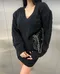 ✈韓國V領針織衫(有墊肩)+針織短裙 套裝