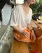LINENNE －plain linen U neck tee (3color) ：亞麻短tee