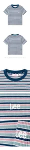LEE-Women Slim Fit Stripe Ribbed T-shirt：條紋短版上衣(2color/女款)