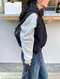 LINENNE－hoody 2way padding vest (black)：壓扣式連帽背心