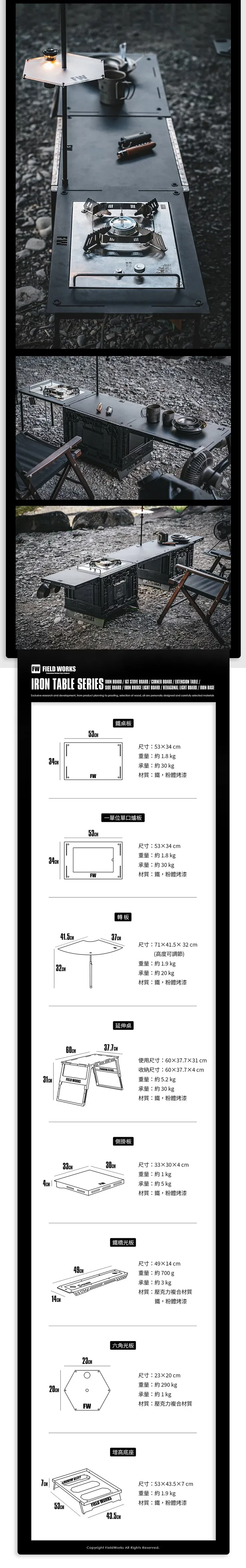 FIELD WORKS鐵件桌板周邊配件 Camping Bar 狂派箱專用
