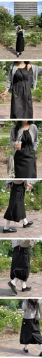98doci made－OAT/Add shirring Cargo OPS抽褶肩帶背心洋裝：2 color