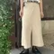 LINENNE－pony slit skirt (3color)：開衩滑面長裙