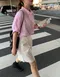 LINENNE－seersucker over half shirt (pale pink)：粉色泡泡紗短袖襯衫