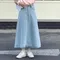LINENNE －flare denim skirt (light blue)：牛仔淺藍長裙