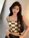 (出清無退換)細肩棋盤格背心-咖色