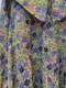 綻放花朵 大翻領開釦洋裝＿（2色：綠底紫花）