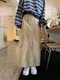 LINENNE－bio cargo skirt (beige)：斜紋口袋工裝長裙