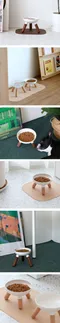 寵物商品／Inherent－Oreo木頭腳架＋淺寬型陶瓷碗組
