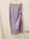 XS00334 粉紫優雅開衩半身裙