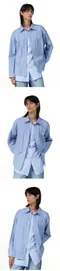 【23FW】Wooalong 直紋漸層長袖襯衫(藍)