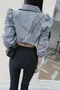 ✈美麗之最珍妮佛-韓國質感翻領縮腰澎袖襯衫(有墊肩)