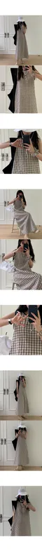 A little b －viki check sleeveless ops (1color)：皺皺棉格紋背心洋裝