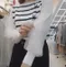 【預購】韓國連線 正韓 叉叉條紋袖接紗上衣