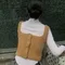 LINENNE－hairy button bustier (3color)：雙面穿紐扣造型針織背心