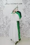 洞洞花朵布蕾絲 彈性皺摺V領洋裝＿(3色：綠/白/黑)