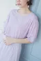 簍空繡花棉袖子 紫色涼感T恤