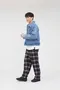 【22FW】韓國 線織格紋寬版棉褲