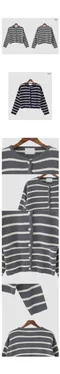 A little b －positano stripe cardigan (2color)：條紋粗針織外套-海軍藍