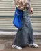 LINENNE－cargo washing denim skirt (medium blue)