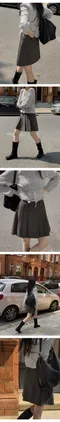 98doci made－OAT/Kate Side Pleats Mini Skirt - Charcoal