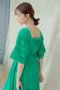 簍空蕾絲織帶 壓褶方領小洋裝＿（2色：綠）（Ｓ～ＸＬ）