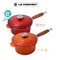 Le Creuset 木柄鑄鐵醬汁鍋 含蓋  18cm 火焰橘／櫻桃紅