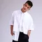 預購-oversize設計款雙層造型短袖襯衫-白色