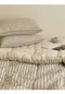 韓製寢具MAATILA－冬款：M2抗過敏超細纖維棉被組合：現代米色條紋(SS/Q/K)