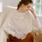 LinLi設計款 金櫻子網紗蕾絲刺繡純羊絨Cashmere圍巾-裸膚色 (蕾絲花色:白色 )